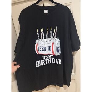 Vintage Beer Me It's My Birthday Black T-Shirt Funny Graphic Print 3XL EUC‎